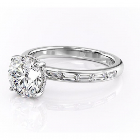 Inel de logodnă Alexandra din aur Alb 14kt cu moissanite tăietură rotundă – Montură cu canal rafinată pentru profil înalt | Personalizează și configurează gratuit online [6]