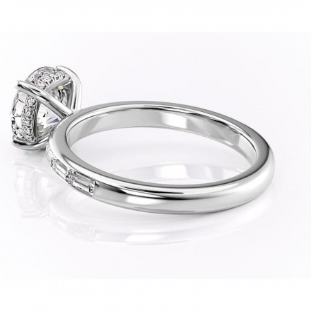 Inel de logodnă Alexandra din aur Alb 14kt cu moissanite tăietură rotundă – Montură cu canal rafinată pentru profil înalt | Personalizează și configurează gratuit online [4]