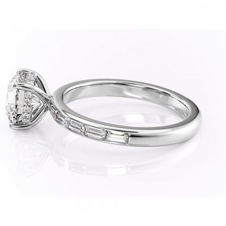 Inel de logodnă Alexandra din aur Alb 14kt cu moissanite tăietură rotundă – Montură cu canal rafinată pentru profil înalt | Personalizează și configurează gratuit online [5]