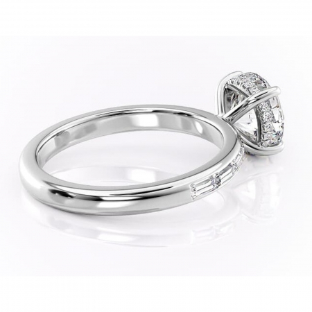 Inel de logodnă Alexandra din aur Alb 14kt cu moissanite tăietură rotundă – Montură cu canal rafinată pentru profil înalt | Personalizează și configurează gratuit online [2]