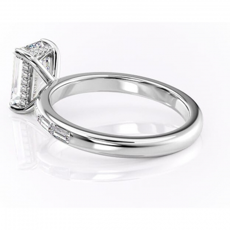 Inel de logodnă Alexandra din aur Alb 14kt cu moissanite tăietură smarald – Montură cu canal rafinată pentru profil înalt | Personalizează și configurează gratuit online [4]