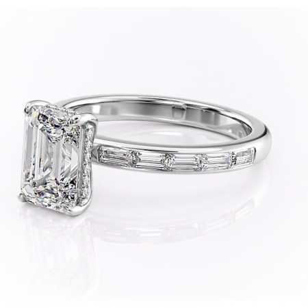 Inel de logodnă Alexandra din aur Alb 14kt cu moissanite tăietură smarald – Montură cu canal rafinată pentru profil înalt | Personalizează și configurează gratuit online [6]