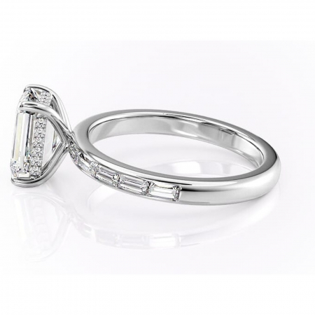 Inel de logodnă Alexandra din aur Alb 14kt cu moissanite tăietură smarald – Montură cu canal rafinată pentru profil înalt | Personalizează și configurează gratuit online [5]