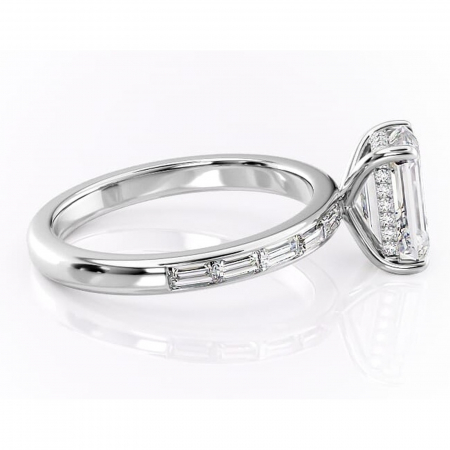 Inel de logodnă Alexandra din aur Alb 14kt cu moissanite tăietură smarald – Montură cu canal rafinată pentru profil înalt | Personalizează și configurează gratuit online [1]