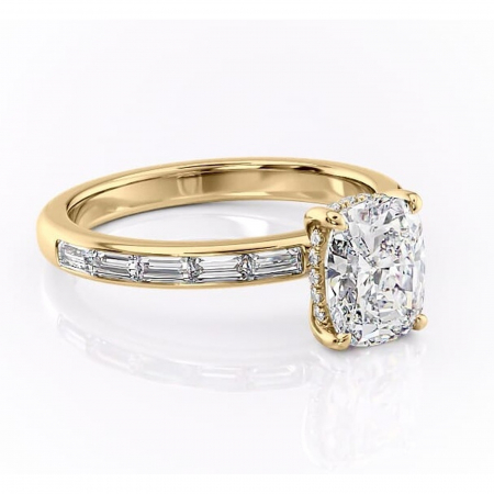 Pernă alungită - Inel de logodnă Alexandra din aur Galben 14kt cu moissanite tăietură asscher – Montură cu canal rafinată pentru profil înalt | Personalizează și configurează gratuit online