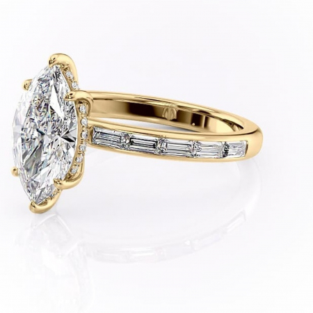 Inel de logodnă Alexandra din aur Galben 18kt cu moissanite tăietură marquise – Montură cu canal rafinată pentru profil înalt | Personalizează și configurează gratuit online [6]