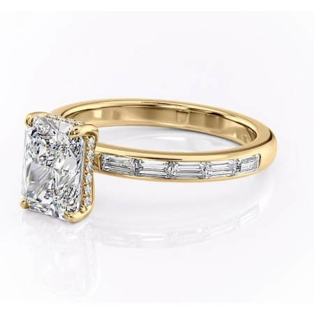 Inel de logodnă Alexandra din aur Galben 18kt cu moissanite tăietură radiantă – Montură cu canal rafinată pentru profil înalt | Personalizează și configurează gratuit online [6]