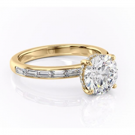Aur galben - Inel de logodnă Alexandra din aur Galben 14kt cu moissanite tăietură rotundă – Montură cu canal rafinată pentru profil înalt | Personalizează și configurează gratuit online