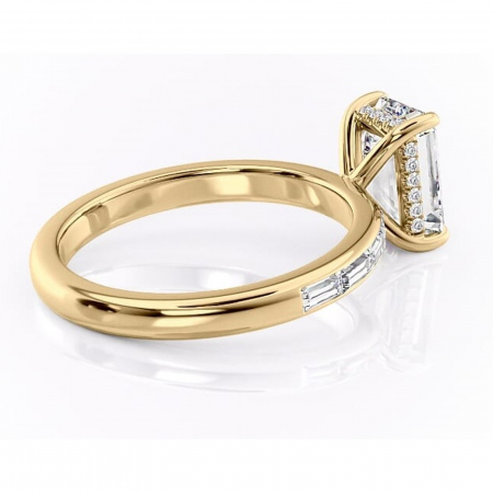 Inel de logodnă Alexandra din aur Galben 14kt cu moissanite tăietură smarald – Montură cu canal rafinată pentru profil înalt | Personalizează și configurează gratuit online [2]