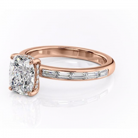 Inel de logodnă Alexandra din aur Rose 14kt cu moissanite tăietură asscher – Montură cu canal rafinată pentru profil înalt | Personalizează și configurează gratuit online [6]
