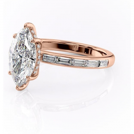 Inel de logodnă Alexandra din aur Rose 14kt cu moissanite tăietură marquise – Montură cu canal rafinată pentru profil înalt | Personalizează și configurează gratuit online [6]