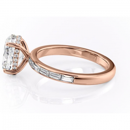 Inel de logodnă Alexandra din aur Rose 14kt cu moissanite tăietură ovală – Montură cu canal rafinată pentru profil înalt | Personalizează și configurează gratuit online [5]