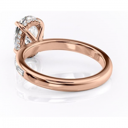 Inel de logodnă Alexandra din aur Rose 14kt cu moissanite tăietură ovală – Montură cu canal rafinată pentru profil înalt | Personalizează și configurează gratuit online [3]