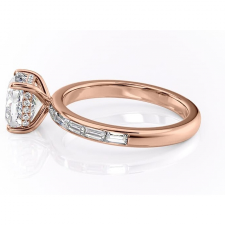 Inel de logodnă Alexandra din aur Rose 18kt cu moissanite tăietură pernă – Montură cu canal rafinată pentru profil înalt | Personalizează și configurează gratuit online [5]