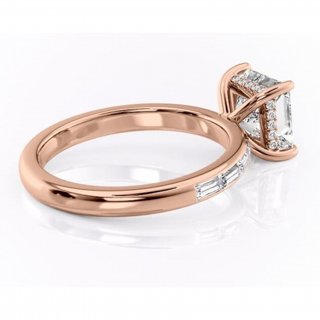 Inel de logodnă Alexandra din aur Rose 14kt cu moissanite tăietură princess – Montură cu canal rafinată pentru profil înalt | Personalizează și configurează gratuit online [2]