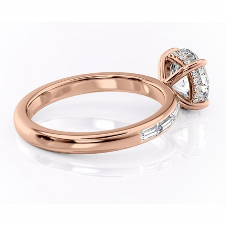 Inel de logodnă Alexandra din aur Rose 14kt cu moissanite tăietură rotundă – Montură cu canal rafinată pentru profil înalt | Personalizează și configurează gratuit online [2]