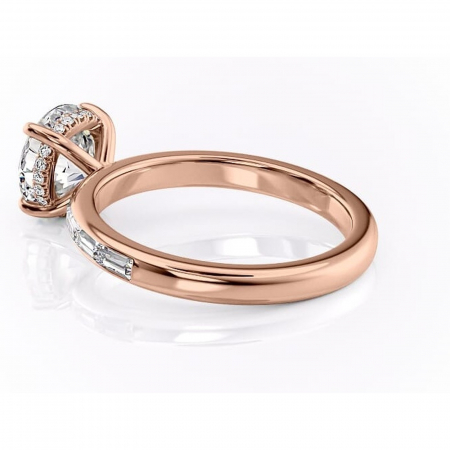 Inel de logodnă Alexandra din aur Rose 14kt cu moissanite tăietură rotundă – Montură cu canal rafinată pentru profil înalt | Personalizează și configurează gratuit online [4]