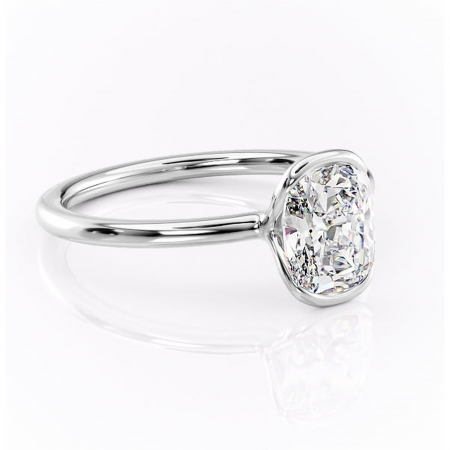 Pernă alungită - Inel de logodnă Alouette din aur Alb 14kt cu moissanite tăietură asscher – Solitar rafinată pentru profil mediu | Personalizează și configurează gratuit online