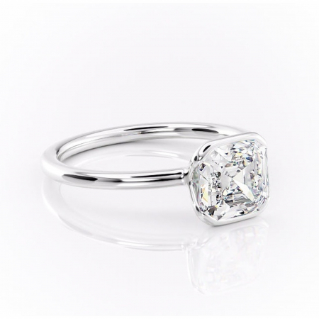 Asscher - Inel de logodnă Alouette din aur Alb 14kt cu moissanite tăietură asscher – Solitar rafinată pentru profil mediu | Personalizează și configurează gratuit online