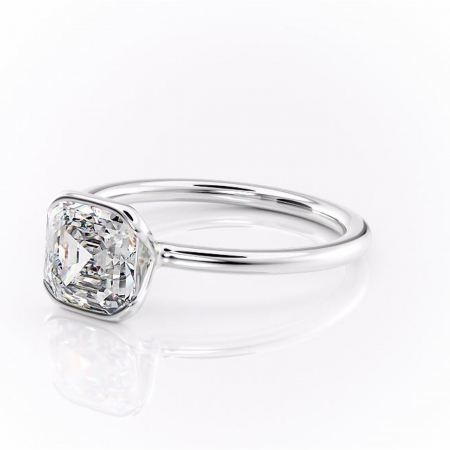 Inel de logodnă Alouette din aur Alb 14kt cu moissanite tăietură asscher – Solitar rafinată pentru profil mediu | Personalizează și configurează gratuit online [6]