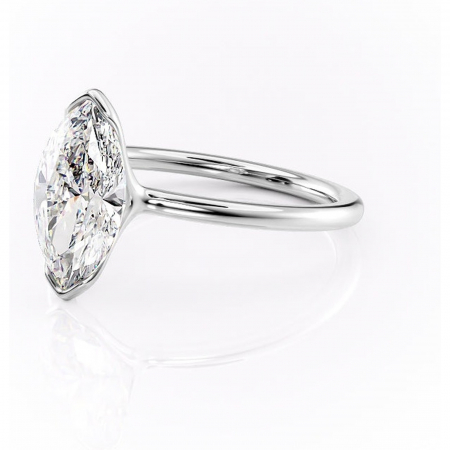 Inel de logodnă Alouette din aur Alb 14kt cu moissanite tăietură marquise – Solitar rafinată pentru profil mediu | Personalizează și configurează gratuit online [6]