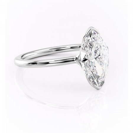 Marquise - Inel de logodnă Alouette din aur Alb 14kt cu moissanite tăietură marquise – Solitar rafinată pentru profil mediu | Personalizează și configurează gratuit online