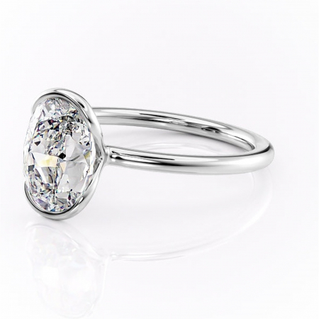 Inel de logodnă Alouette din aur Alb 14kt cu moissanite tăietură ovală – Solitar rafinată pentru profil mediu | Personalizează și configurează gratuit online [6]