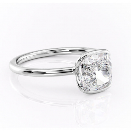 Pernă - Inel de logodnă Alouette din aur Alb 14kt cu moissanite tăietură pernă – Solitar rafinată pentru profil mediu | Personalizează și configurează gratuit online