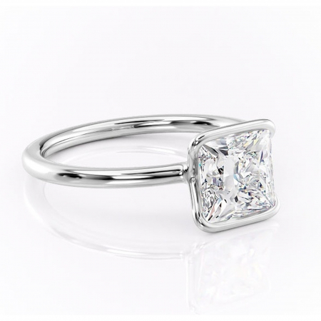 Princess - Inel de logodnă Alouette din aur Alb 14kt cu moissanite tăietură princess – Solitar rafinată pentru profil mediu | Personalizează și configurează gratuit online