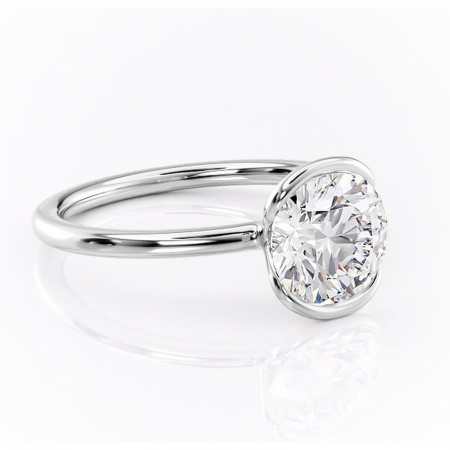 14K - Inel de logodnă Alouette din aur Alb 14kt cu moissanite tăietură rotundă – Solitar rafinată pentru profil mediu | Personalizează și configurează gratuit online