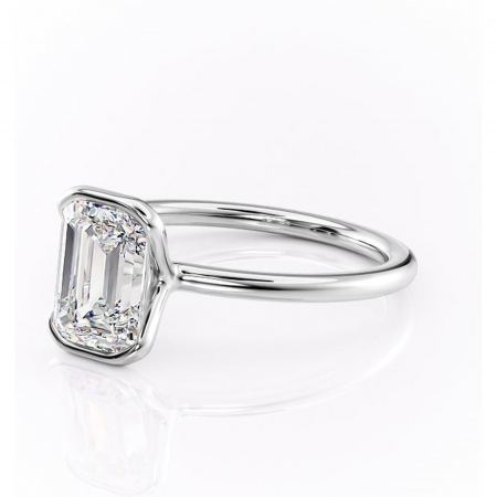 Inel de logodnă Alouette din aur Alb 14kt cu moissanite tăietură smarald – Solitar rafinată pentru profil mediu | Personalizează și configurează gratuit online [6]