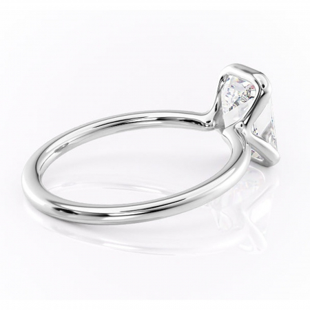 Inel de logodnă Alouette din aur Alb 14kt cu moissanite tăietură smarald – Solitar rafinată pentru profil mediu | Personalizează și configurează gratuit online [2]