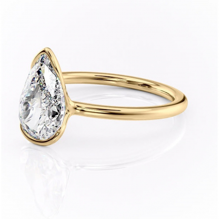 Inel de logodnă Alouette din aur Galben 14kt cu moissanite tăietură pară – Solitar rafinată pentru profil mediu | Personalizează și configurează gratuit online [6]