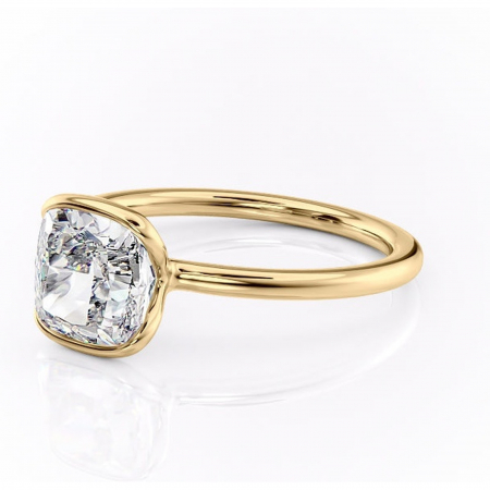 Inel de logodnă Alouette din aur Galben 14kt cu moissanite tăietură pernă – Solitar rafinată pentru profil mediu | Personalizează și configurează gratuit online [6]