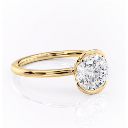Aur galben - Inel de logodnă Alouette din aur Galben 14kt cu moissanite tăietură rotundă – Solitar rafinată pentru profil mediu | Personalizează și configurează gratuit online