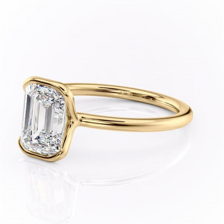 Inel de logodnă Alouette din aur Galben 18kt cu moissanite tăietură smarald – Solitar rafinată pentru profil mediu | Personalizează și configurează gratuit online [6]