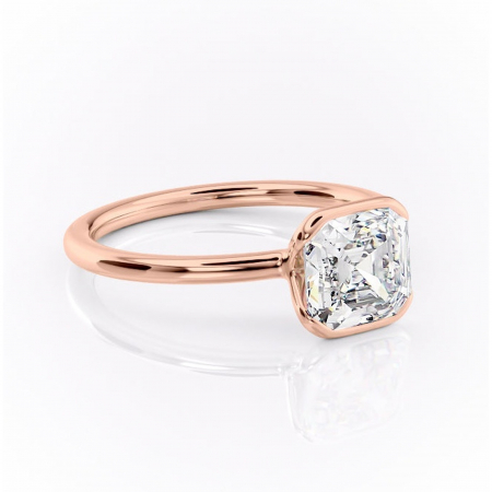 Aur roz - Inel de logodnă Alouette din aur Rose 18kt cu moissanite tăietură asscher – Solitar rafinată pentru profil mediu | Personalizează și configurează gratuit online