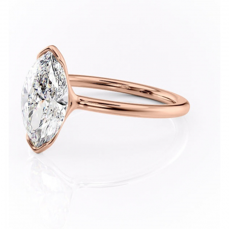 Inel de logodnă Alouette din aur Rose 18kt cu moissanite tăietură marquise – Solitar rafinată pentru profil mediu | Personalizează și configurează gratuit online [6]