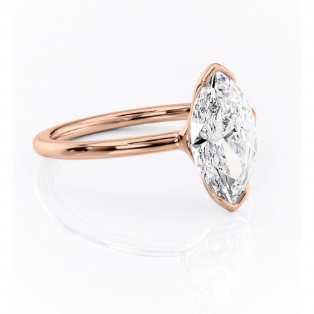 Aur roz - Inel de logodnă Alouette din aur Rose 18kt cu moissanite tăietură marquise – Solitar rafinată pentru profil mediu | Personalizează și configurează gratuit online