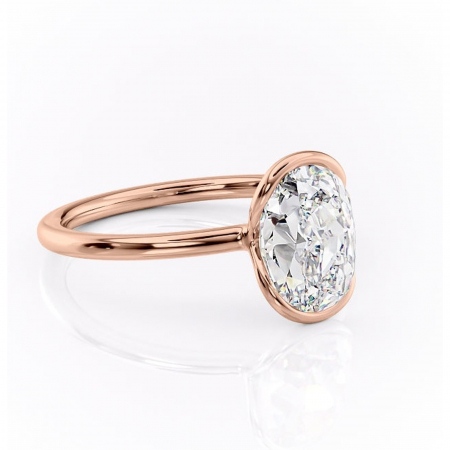 Aur roz - Inel de logodnă Alouette din aur Rose 18kt cu moissanite tăietură ovală – Solitar rafinată pentru profil mediu | Personalizează și configurează gratuit online