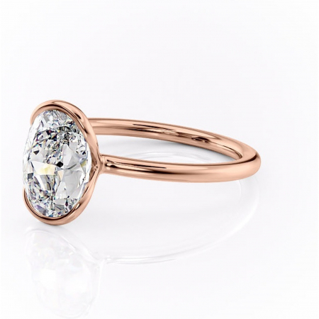 Inel de logodnă Alouette din aur Rose 14kt cu moissanite tăietură ovală – Solitar rafinată pentru profil mediu | Personalizează și configurează gratuit online [6]
