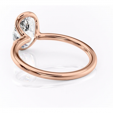 Inel de logodnă Alouette din aur Rose 14kt cu moissanite tăietură ovală – Solitar rafinată pentru profil mediu | Personalizează și configurează gratuit online [3]