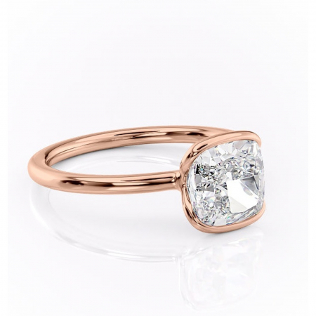 Aur roz - Inel de logodnă Alouette din aur Rose 18kt cu moissanite tăietură pernă – Solitar rafinată pentru profil mediu | Personalizează și configurează gratuit online