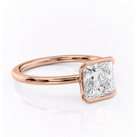 Princess - Inel de logodnă Alouette din aur Rose 18kt cu moissanite tăietură princess – Solitar rafinată pentru profil mediu | Personalizează și configurează gratuit online