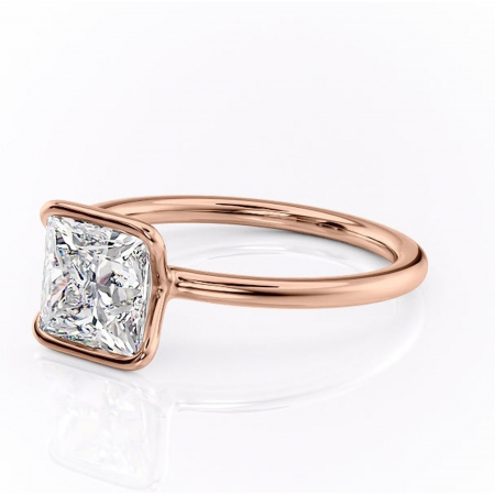 Inel de logodnă Alouette din aur Rose 14kt cu moissanite tăietură princess – Solitar rafinată pentru profil mediu | Personalizează și configurează gratuit online [6]
