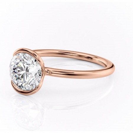 Inel de logodnă Alouette din aur Rose 14kt cu moissanite tăietură rotundă – Solitar rafinată pentru profil mediu | Personalizează și configurează gratuit online [6]