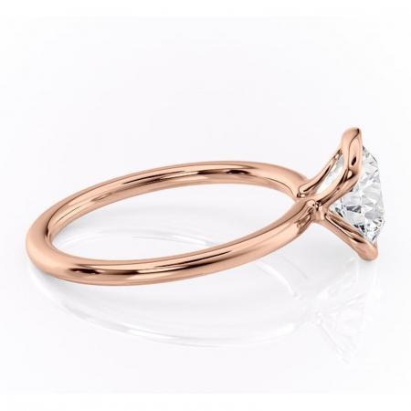 Inel de logodnă Alouette din aur Rose 14kt cu moissanite tăietură rotundă – Solitar rafinată pentru profil mediu | Personalizează și configurează gratuit online [1]