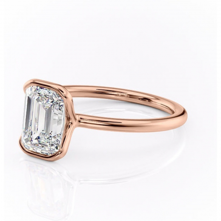 Inel de logodnă Alouette din aur Rose 18kt cu moissanite tăietură smarald – Solitar rafinată pentru profil mediu | Personalizează și configurează gratuit online [6]