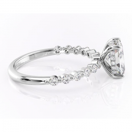 Inel de logodnă Amara din aur Alb 14kt cu moissanite tăietură asscher – Pietre laterale rafinată pentru profil înalt | Personalizează și configurează gratuit online [1]