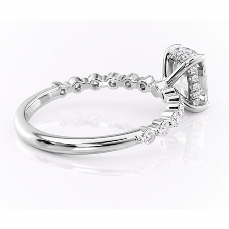 Inel de logodnă Amara din aur Alb 14kt cu moissanite tăietură asscher – Pietre laterale rafinată pentru profil înalt | Personalizează și configurează gratuit online [2]